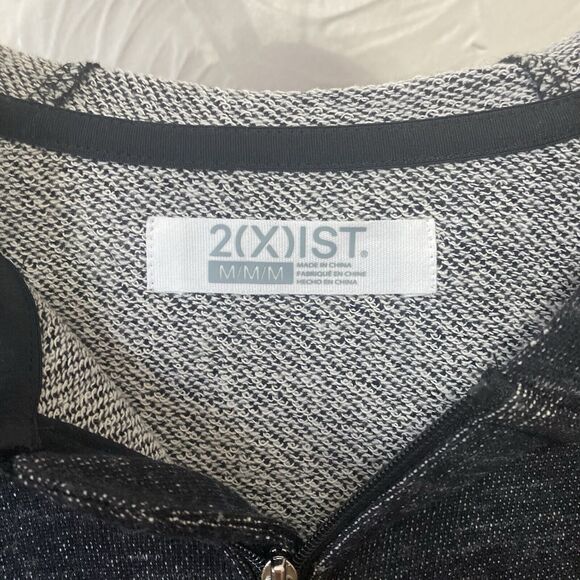 2(X)IST Marled Black French Terry Hoodie Zip Up Running Cotton Blend Jacket M - Picture 3 of 7